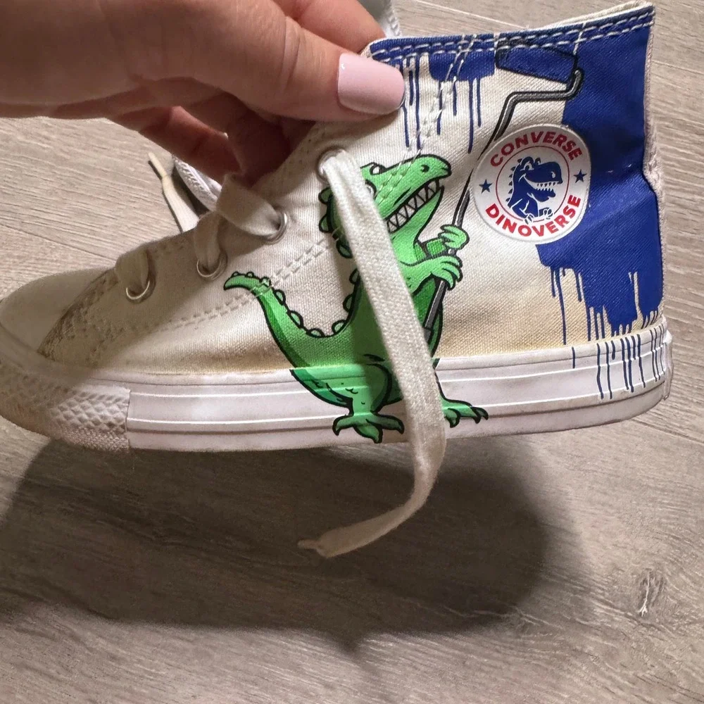 Converse Chuck Taylor All Star Dinoverse Kids High Top White Blue 763714C Sz 10